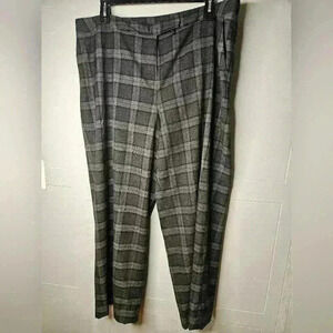 Lane Bryant Gray Plaid Flat Front High Rise Wide Leg Trouser Pants Size 22R EUC